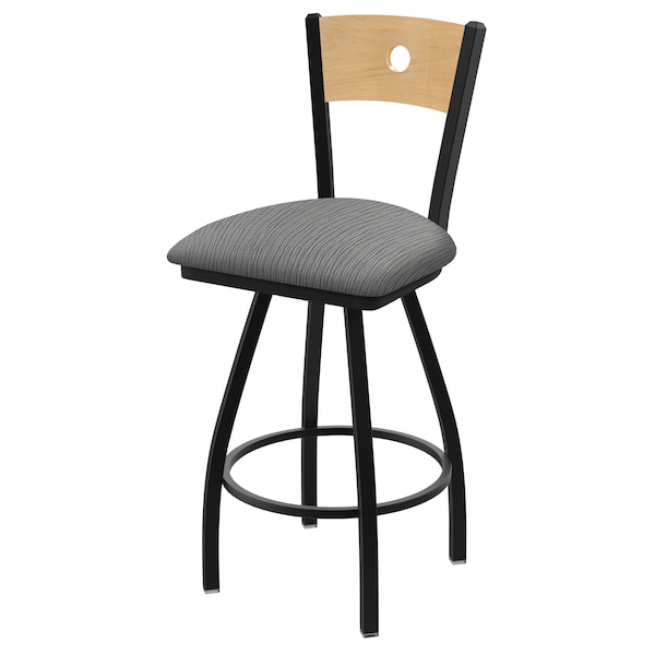 36" Swivel Counter Stool, Nickel Finish, Nat Back, Graph Seat